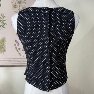 Vintage Button Back Polka Dot Sleeveless Top Rockabilly Gothabilly Retro Twee XS